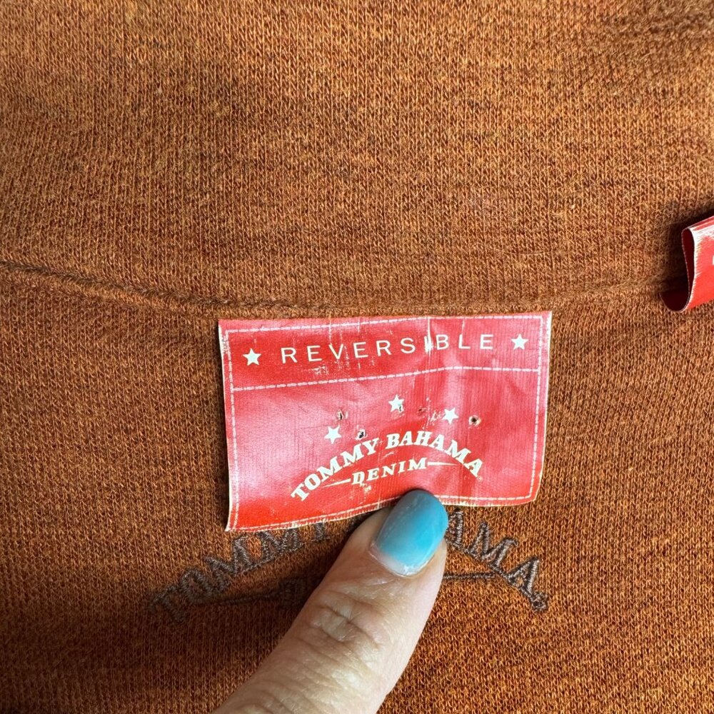 Tommy Bahama Mens SzM Reversible 1/2 Zip Orange Sweater Fall Photos Family Photo - Picture 4 of 10